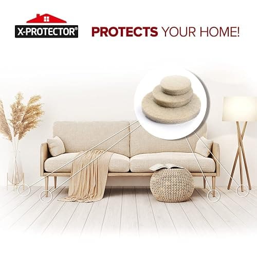 X-Protector 357 pcs Beige Felt Furniture Pads - Huge Quantity of Hardwood Floor Protectors with Many Big Sizes - Protect Any Type of Hard Floor thumbnail 6
