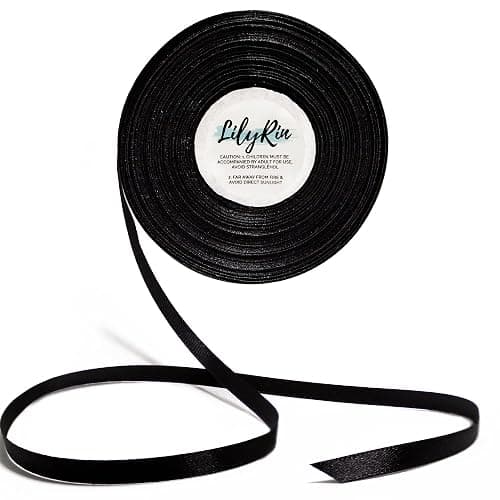 Black Ribbon 1/4 Inches 36 Yards Satin Roll Perfect for Scrapbooking, Art, Halloween, Wreath, Corset, Floral, Packing Birthday, Wrapping Christmas Projects Dark - Image 1