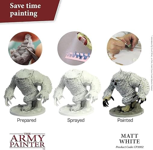 The Army Painter, Colour Primer Matt White, 400 ml acrylic spray | Spray Paint Basecoat for Miniature Model Undercoat Priming, Plastic Wargames, DnD & Warhammer thumbnail 5