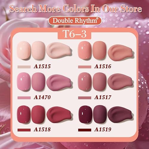 Double Rhythm 0.5 Oz Gel Nail Polish Neutral Natural Same Color Same Bottle Translucent Light Milky Pastel 15ML Manicure French Design Art DIY at Home (Nude Pink-A1515) thumbnail 6