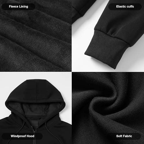 Brimekey Heated Hoodie for Men Women with Fleece Lining 20000mAh Battery | Heated Sweatshirt Fast Charge Winter Thermal Pullover Sweater Sweatshirt Coat for Men Women Black thumbnail 7