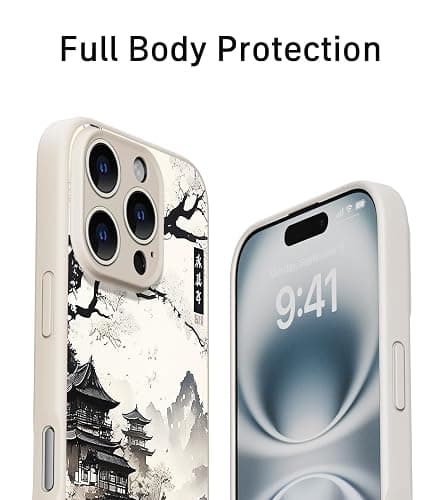 FEWGEY Silicone Phone Case for iPhone 16 Pro Max Compatible with Magsafe, White Kyoto Cute Anime Japanese Design Magnetic Shock Proof Heavy-Duty Protection for Men Boys Women Girls thumbnail 5