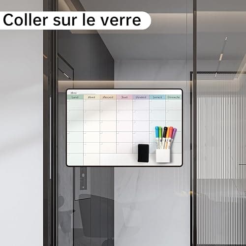 MCCORL 42x28 cm Calendrier Adhesif Tableau blanc Planning Mural, Planificateur Mensuel/Semainer effaçable parfait pour Planification des Tâches, Organiseur Hebdomadaire Repas familial - en Français thumbnail 5