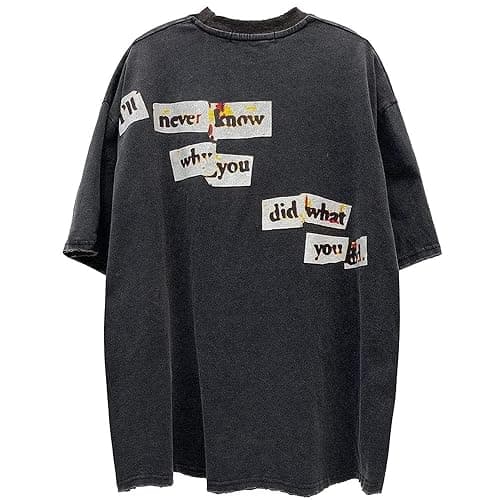 Aelfric Eden Mens Oversized T Shirts Tees Distorted Portrait Print Crew Neck Cotton Tops Streetwear Casual Shirt thumbnail 3