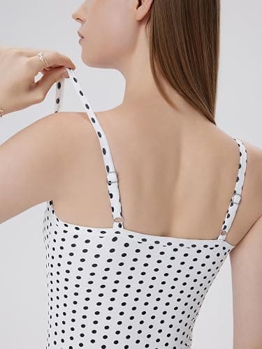 SUUKSESS Women Built in Bra Tank Tops Double Line Going Out Basic Square Neck Camisole Top thumbnail 5