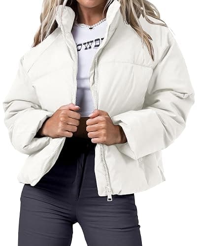 Cityork Women's Puffer Jacket Lightweight Oversized Long Sleeve Full Zipper Baggy Short Puffer Coats with Pockets - Image 1