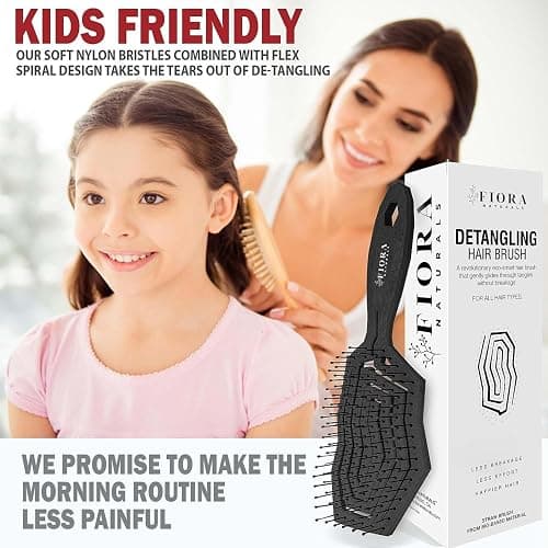 Fiora Naturals Hair Detangling Brush -100% Bio-Friendly Detangler Hair Brush w/Ultra-soft Bristles- Glide Through Tangles with Ease - For Curly, Fine, Women, Men, Kids, Toddlers, Wet and Dry Hair thumbnail 4