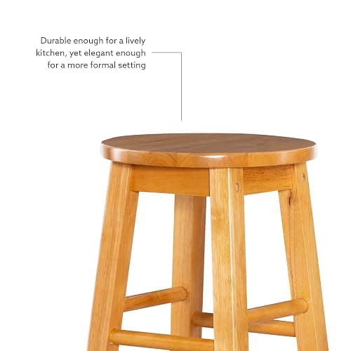 Linon Natural Barstool with Round Seat, 24-Inch thumbnail 13