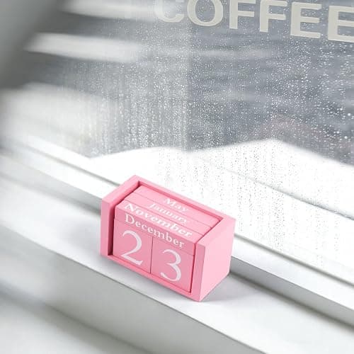 Notakia Pink Decor Wooden Desk Blocks Calendar Perpetual Block Cute Office Pink Desk Accessories Preppy Room Decor for Women thumbnail 9