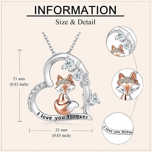 LOVASNOW Heart Animal Necklace 925 Sterling Silver Panda/Sheep/Duck/Koala/Pig Pendant Necklace with Colored Zircon Animal Jewelry Gift for Women Mom Her thumbnail 5