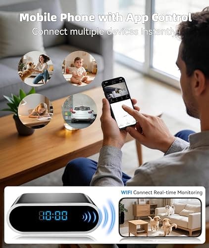 XSHGZ Wireless WiFi Indoor Security Camera with Clock for Home with App Control, Motion Detection, 150° Outdoor Camera with Night Vision & Loop Recording for Office/Shop/Pet/Garage,User-Friendly thumbnail 6
