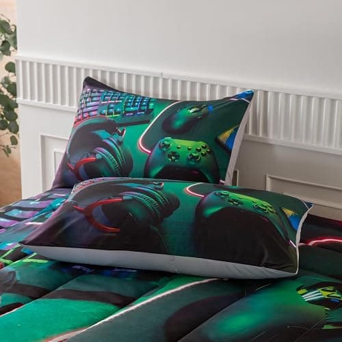 GRAT TIOC Gamer Comforter Sets for Teen Boys,Gaming Bedding Sets Twin,Video Game Bedspread,Game Gamepad Bedrooom Bed Set,Controller Gamer Home Decor 3 Piece thumbnail 6