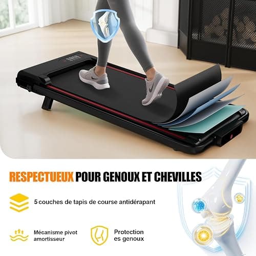 Tapis de Course 4 en 1 Pliable avec Pente 7% – Tapis de Marche Électrique 8 km/h, Moteur 2,5 CV, Système d’Amorti Avancé, Écran LCD, Cadre Renforcé, 130 kg Max – pour Maison & Bureau thumbnail 7