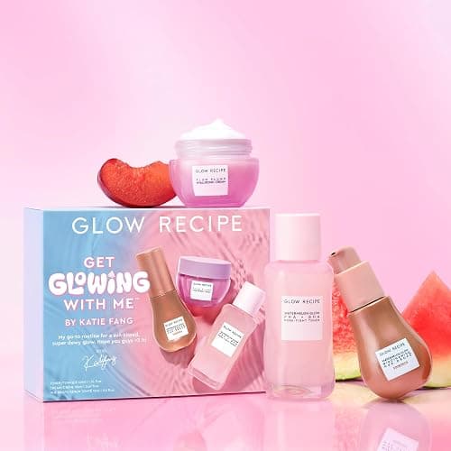 Glow Recipe Get Glowing With Me Kit by Katie Fang - PHA + BHA Face Toner & Gentle Face Exfoliant + Plum Plump Hyaluronic Acid Moisturizer Face Cream + Hue Drops Tinted Serum (3 Count) thumbnail 9