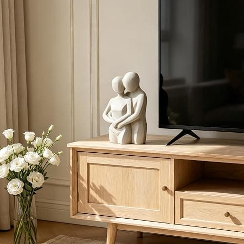 Guichifun Couple Hugging Statue Home Decor - Beige Lover Embrace Sculpture Romantic Figurine for Home Décor Wedding Modern Minimalist Art for Bedroom Living Room Shelf Gift 7.25 x 4.25 x 10.5 Inch thumbnail 8