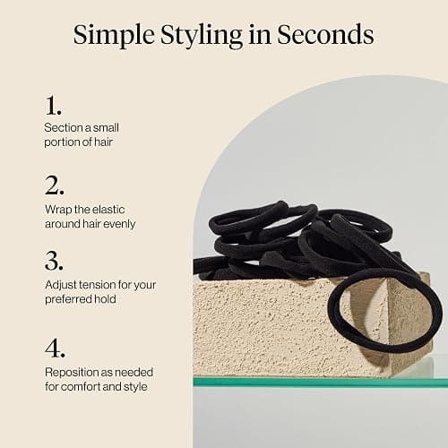 Kitsch Nylon Hair Ties No Damage - Stretchable Hair Bands for Strong All-Day Hold, Ponytail Holders | Hair Accessories for Girls | Ideal Gifts for Women - Black, 20 Pcs thumbnail 7