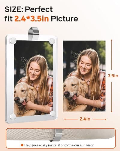 2Pcs Car Picture Holder for Visor Magnetic Picture Frame for 3 Inch Photos, Car Sun Visor Photo Holder with Strong Acrylic Magnet, Personalized Car Accessories with Clips for Easy Display. Gift For Christmas thumbnail 2