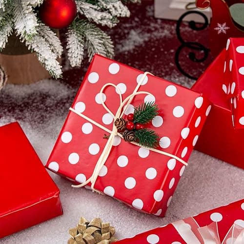 Burymento Red and White Dots Wrapping Paper, Reversible Pink Gift Wrap for Birthday, Valentines, Mothers day, Graduation, Wedding, Fathers day, Baby Shower, Christmas (17in x 32.8ft) thumbnail 3