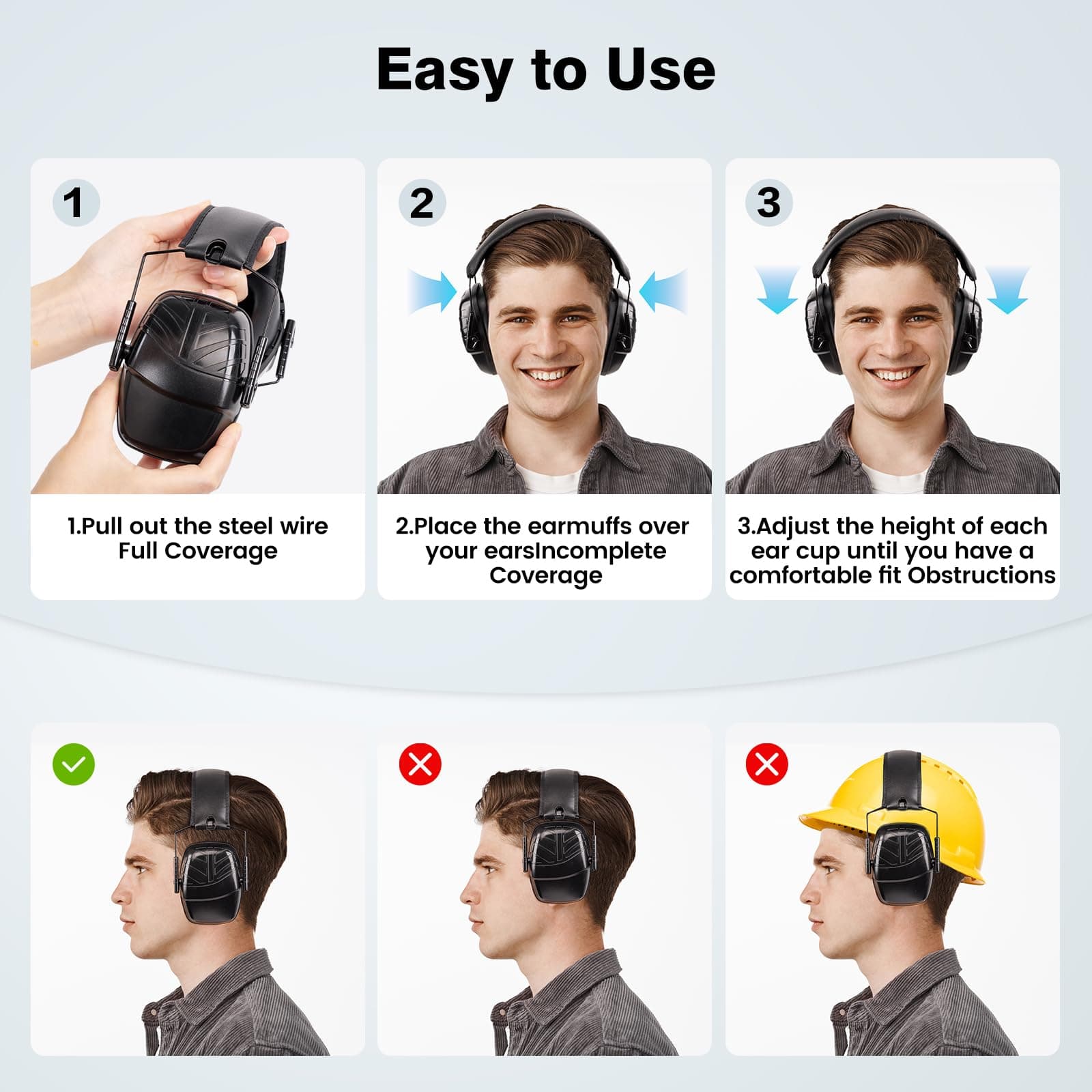 New Bee Protección Auditiva Cascos Antiruido para Adultos e Hijos 35dB SNR Aislante de Ruido Profesional, Cascos Insonorizados para el Tiro, Jardinería, Estudiar, Trabajo de Construcción thumbnail 6