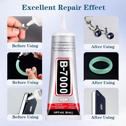 FITTDYHE B7000 Glue Clear with Precision Tip，50Ml B7000 Glue Clear for Rhinestones Glue for Crafts, Multipurpose Jewelry Glue for Fabric DIY Craft Makeup Shoes Jewelry Making Nail Art thumbnail 2