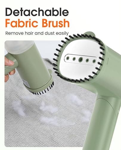 Handheld Steamer for Clothes, 1200W Foldable Travel Steamer, 20 Sec Preheat Garments Wrinkle Remover, 120V Portable Hand Iron with 150ml Water Tank, Clothes Steamer for Home Travel-Green thumbnail 9
