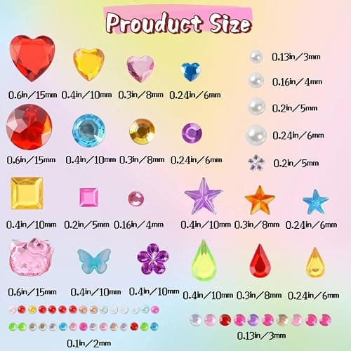 Gikboup 3521 Pieces Self Adhesive Jewels for Crafts, Gems Stickers for Kids, Flat Back Plastic Fake Jewels for Scrapbook Supplies and face gems thumbnail 3