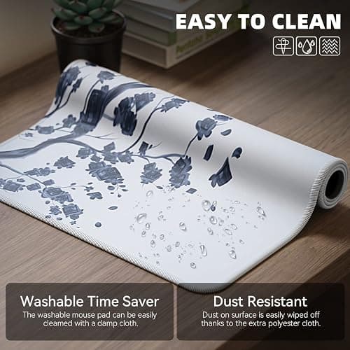 EFISH Japanese Plum Blossoms Mouse Pad (31.5 × 11.8 × 0.12 inch) Extended Large Mouse Mat Desk Pad, Stitched Edges Mousepad,Non-Slip Rubber Base,Gaming Mouse Pad XL thumbnail 5