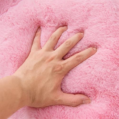 A Nice Night Faux Fur Reading Pillow Bed Wedge Large Adult Children Backrest with Arms Back Support for Sitting Up in Bed/Couch for Bedrest,BabyPink thumbnail 7