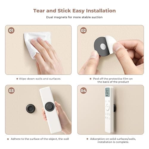 UMUST 4Pcs Magnetic Remote Control Holder, Upgrades Silicone Wall Mount Self-Adhesive Remote Control Stand, Organizer Storage for Air Conditioner & TV Remotes, Caddy Back of Televisions (Black) thumbnail 6