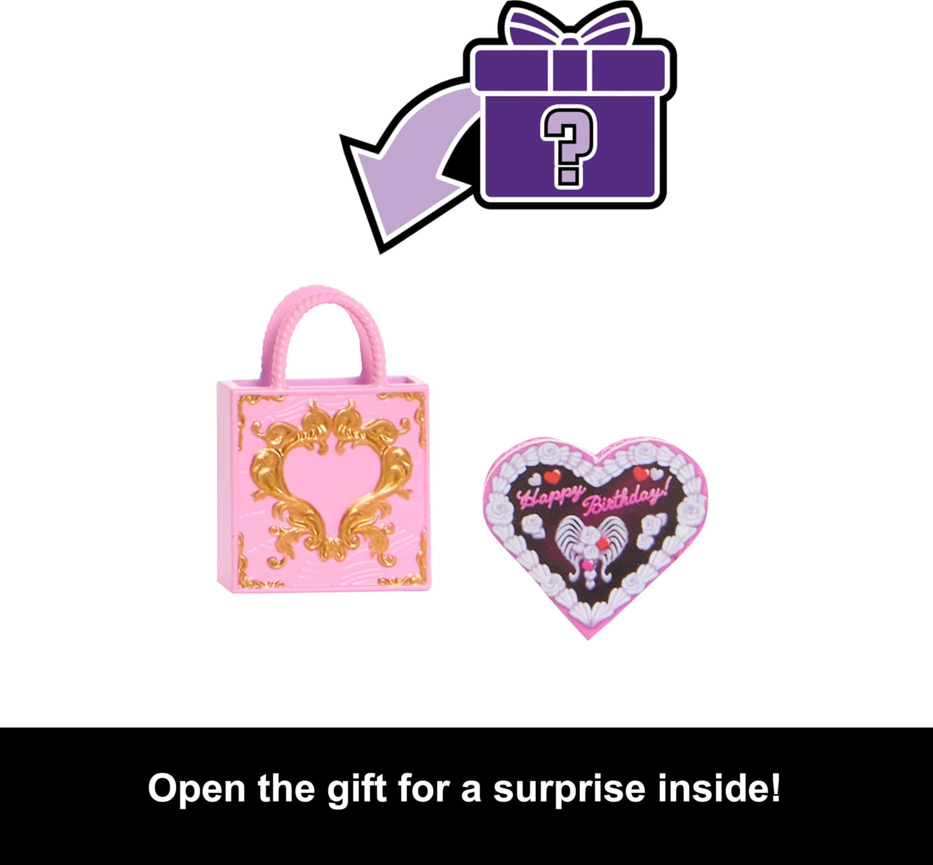 Monster High Scary Sweet Birthday Doll, Cupid Asteria in Pink and Red Party Dress with Themed Accessories Like Invite, Balloon, Gift and More thumbnail 3