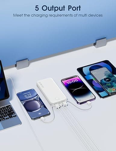 Nusyddy 22.5W Super Fast Charging Portable Charger with Wall Plug,12000mAh USB-C Power Bank Built-in 2 Cable, Lightweight Phone Charger Travel Battery Pack for All iPhone, Samsung, Tablets thumbnail 8