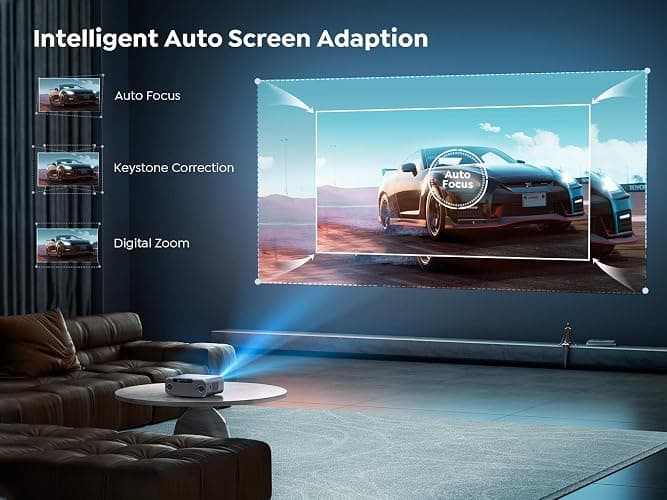 【Auto Focus & Keystone】 1080P HD Portable Projector, WiFi6 Bluetooth 5.2 Projectors, YABER Pro V9 Smart Projector, Home Cinema Projectors for Bedroom/Smartphone/TV Stick thumbnail 3