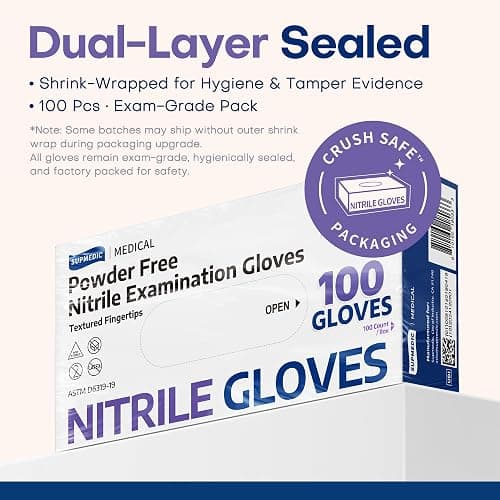 Supmedic Medical Soft Max™ Nitrile Disposable Gloves, 100 ct Latex-Free Powder-Free Chemo Rated Food Safe Cleaning Exam Glove thumbnail 5