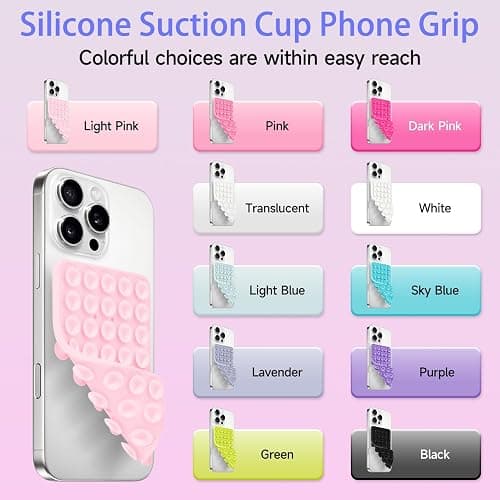 QxbBox Silicone Suction Cup Phone Case Mount Double Sided, Hands-Free Strong Grip Holder for Selfies and Videos,Silicon Sticky Phone Grip with Higher Suction Power for Cell Phone Light Pink thumbnail 2