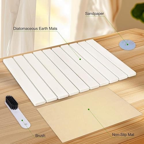 Foldable Stone Dish Drying Mat for Kitchen Counter,24"×16"Fast Dry Pad Absorbent Countertop Mat, Heat-resistant Mat,Diatomaceous Earth Mats,White - White - 24''X16'' thumbnail 2