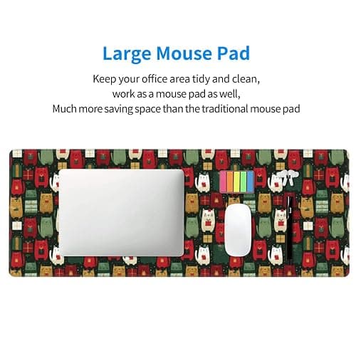 Fuzquwu Different Cats Christmas (2) for Extended Mouse Pad 12" X 31.5" Large Desk Mat Non-Slip Rubber Base with Stitched Edges for Keyboard and Mouse thumbnail 9