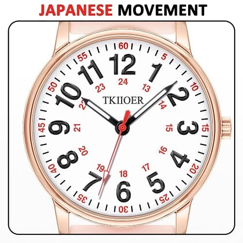 TKIIOER Nurse Watch for Nurse Medical Professionals Students Women Men, 50M Waterproof 12/24 Hour Military Time Luminous Easy Read Dial, Second Hand Watch for Nursing thumbnail 2