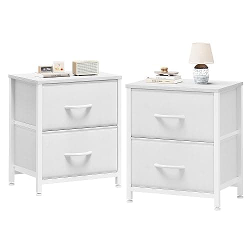 Sweetcrispy Nightstand Set of 2 with 2 Storage Drawers, 20" Height Small Bed Side Furniture End Table, Wooden Top Fabric Cabinet Kids Mini Dresser for Bedroom, Closet, Entryway, College Dorm - Image 1