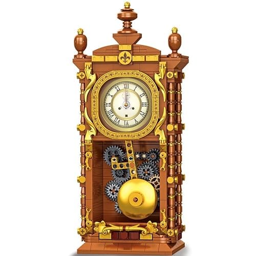 Retro Clock Building Block Set for Adults, Linkable Mechanical Pendulum Clock Building Brick Kit Compatible with Lego, Vintage Toy for Home Decor, Gifts for Kid and Adult 8-12（751PCS） - Image 1