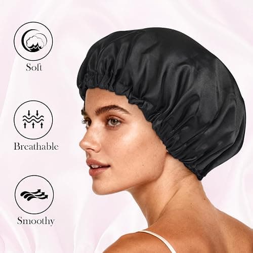 Luyfrsuu Satin Bonnet Double Layer Silk Bonnet for Sleeping Women Hair Care for Natural Curly thumbnail 2