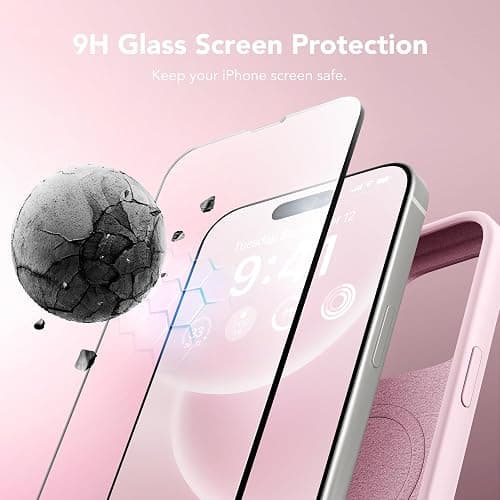 GONEZ Magnetic for iPhone 15 Pro Max Case, [Compatible with MagSafe] Anti-Scratch Microfiber Lining & Screen Protector, Shockproof Slim Phone Silicone Cover 6.7 inch, Chalk Pink thumbnail 4