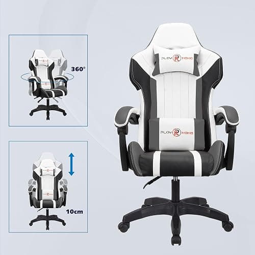 T-THREE.Ergonomic Leather Gaming Chair Height Adjustable with Headrest and Lumbar Support(Grey) thumbnail 6