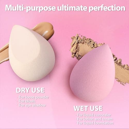 Makeup Sponge Set Foonbe Blender Sponges 7 Pcs for Liquid, Cream, and Powder, Latex Free, Multi colored Beauty Sponges with 1 Mini Sponge, Vegan & Cruelty-Free - Pink thumbnail 5