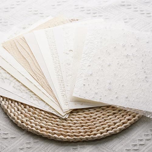 LewuwoPoing 15Pcs Handmade Scrapbook Art Paper Craft Textured Paper Colorful A5 sheet Mesh Special Paper Mix for Scrapbooking Junk Journal Journaling Supplies DIY Materials,5.8x8.2 inches (White) thumbnail 9