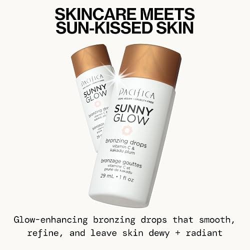 Pacifica Sunny Glow Liquid Face Bronzer Drops - Face Makeup Bronzing For Face & Cheeks for Instant Sun-Kissed Glow - Vitamin C & Glycolic Acid Infused Liquid Bronzer Illuminating Highlighting Clean thumbnail 2
