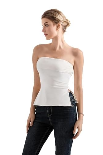 SUUKSESS Women Double Lined Going Out Trendy Tube Tops Side Split Sexy Tank Tops thumbnail 7