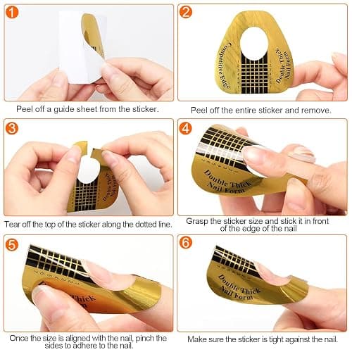 200 PCS Nail Forms for Builder Gel, AHIER Self-adhesive Nail Extension Forms for DIY at Home Professional Nails Art Supplies thumbnail 3