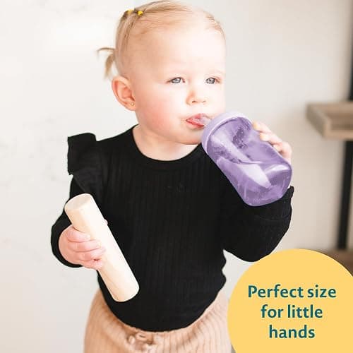 The First Years Squeeze & Sip Toddler Straw Cups - Squeezable Transition Sippy Cup with Silicone Straw - Toddler Feeding Supplies - Pink/Purple/Blue - 7 Oz - 3 Count - Ages 6 Months and Up thumbnail 5