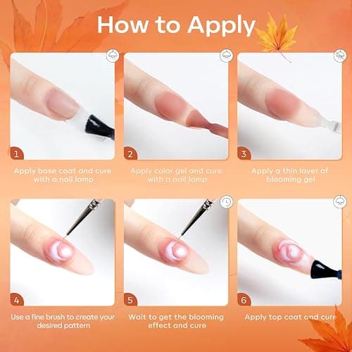 modelones Blooming Gel Nail Polish, 15 ml Clear Nail Art Accessories Stuff for Spreading Effects, Floral Print, Marble, Watercolor Design thumbnail 6