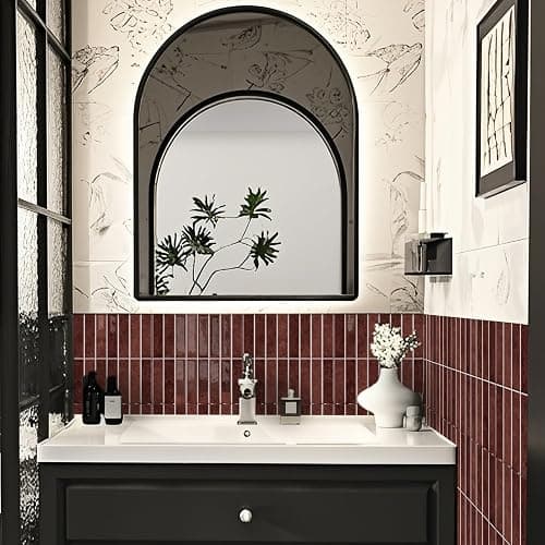Alwayspon 10 Sheets 12" x12'' Retro Red 3D Vinyl Backsplash Tiles, Self-Adhesive Peel and Stick Wall Tile Stickers Stick on Subway Tiles for Kitchen Bathroom Wall thumbnail 8